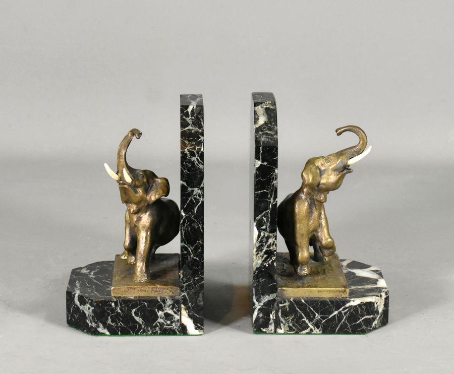 Antique Pair of French Art Deco Bookends signed H Fady in Bronze