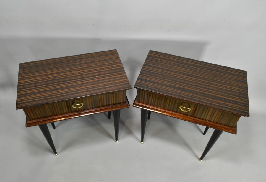 Antique Pair of French Bedside Cabinets in Macassar Ebony