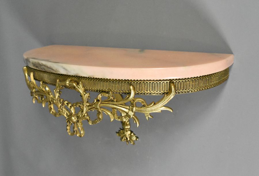 Antique French Antique Bronze and Marble Wall Console Louis XVI Style