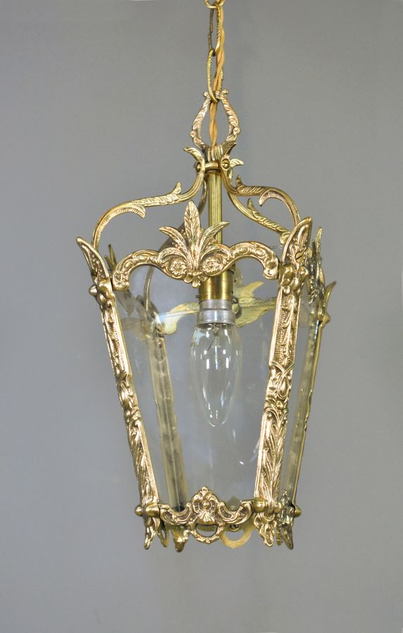 Antique Brass Hanging Lantern Louis XVI Style