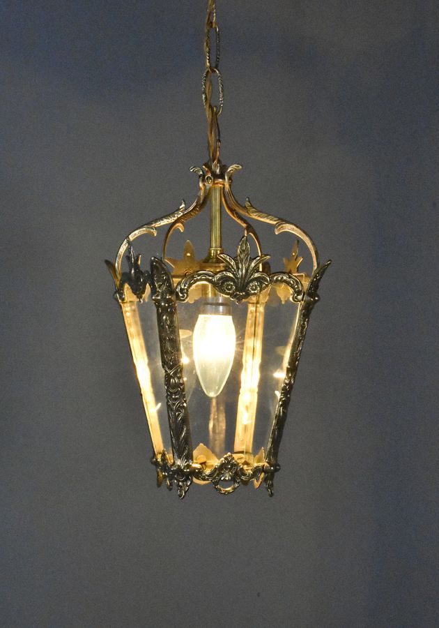 Antique Brass Hanging Lantern Louis XVI Style