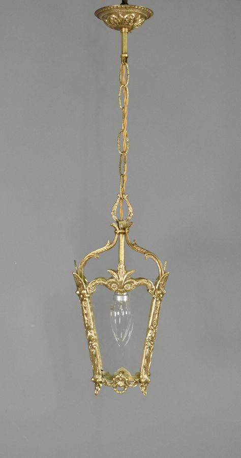 Antique Brass Hanging Lantern Louis XVI Style