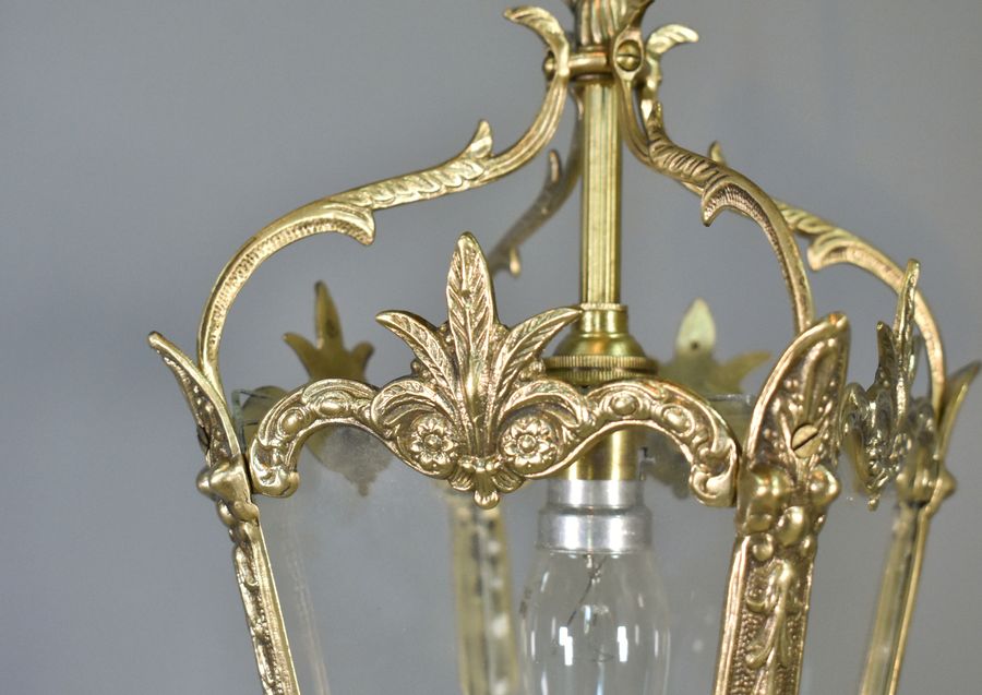 Antique Brass Hanging Lantern Louis XVI Style