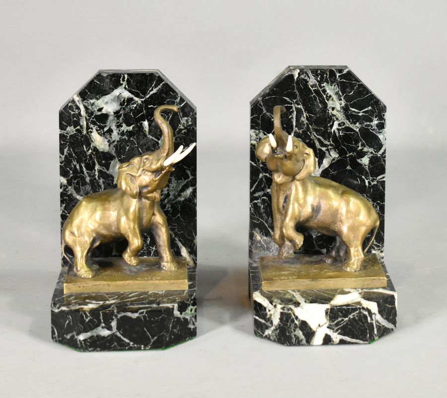 Antique Pair of French Art Deco Bookends signed H Fady in Bronze
