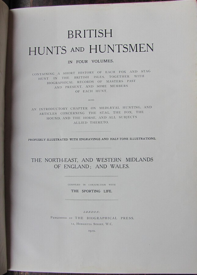 Antique British Hunts And Huntsmen 1910