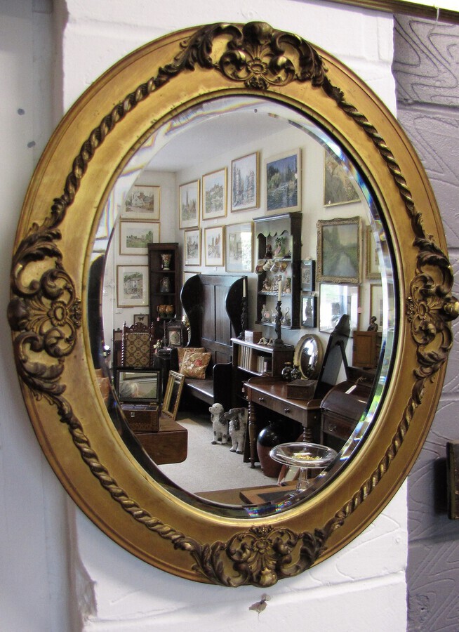 Antique Antique Gilt Gesso Oval Mirror