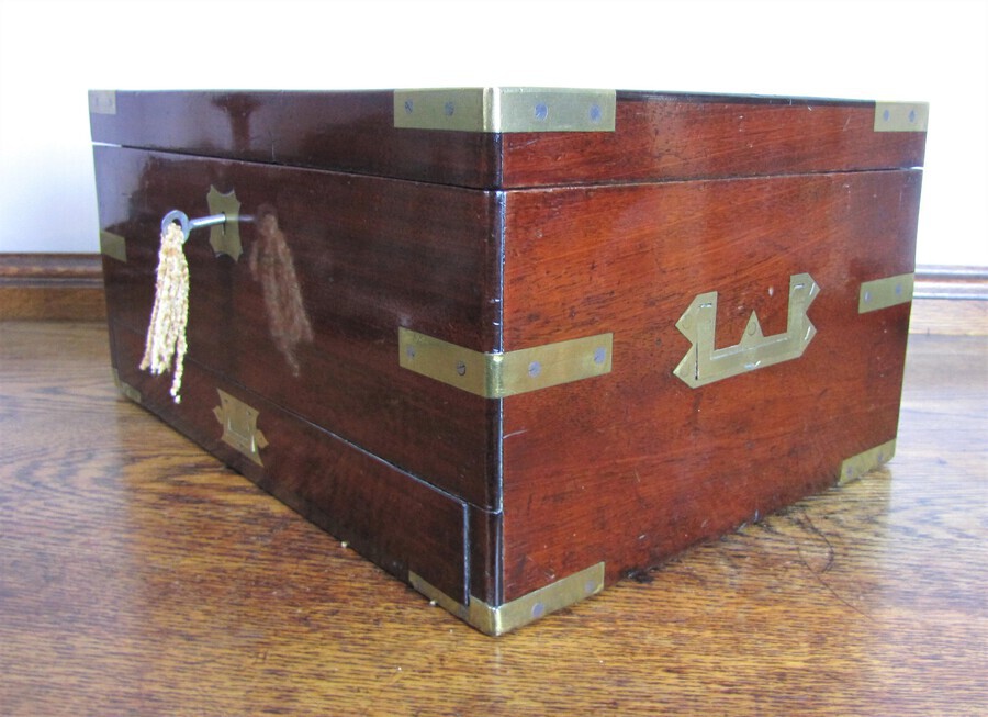 Antique Campaign style brass bound box c1850