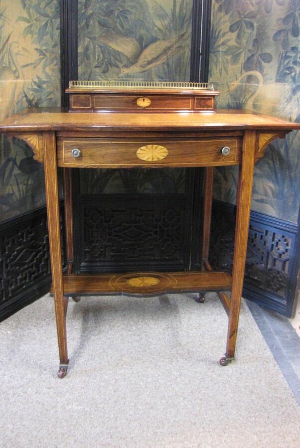 Antique Small Inlaid Rosewood Writing Desk
