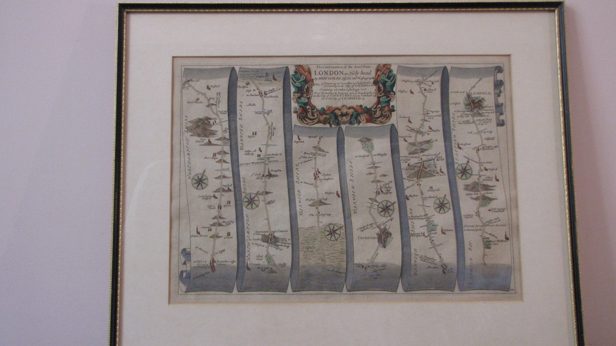 Antique Antique Map London to Holyhead. John Ogilby.