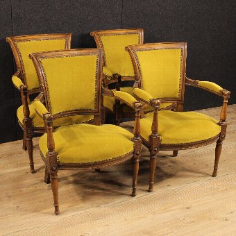 Four French armchairs in Directory style of the 19th century