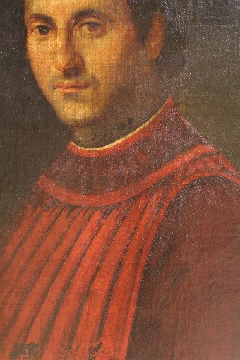 Antique Italian portrait painting of the 19th century