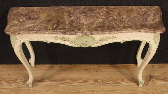 Antique French lacquered and painted console table of the 20th century