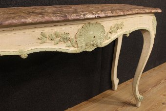Antique French lacquered and painted console table of the 20th century