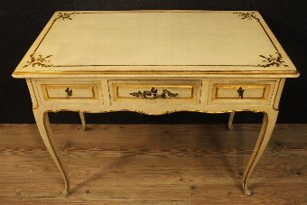 Antique French lacquered and gilded writing desk of the 20th century