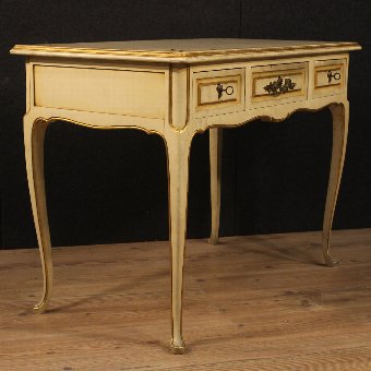 Antique French lacquered and gilded writing desk of the 20th century