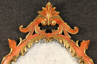 Antique Gilded and painted Florentine mirror of the 20th century