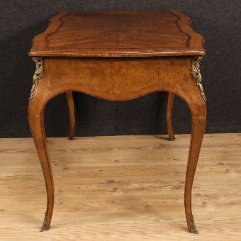 Antique Italian inlaid writing desk with bronze of the 20th century