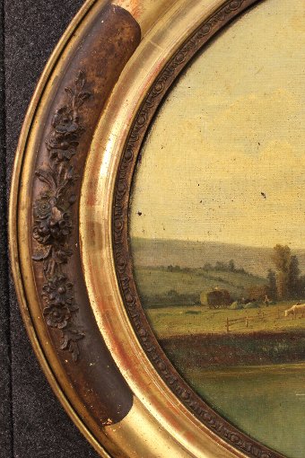 Antique French landscape painting of the late 19th century