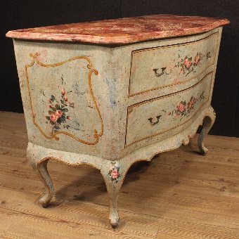 Antique Venetian dresser in lacquered and painted wood of the 20th century