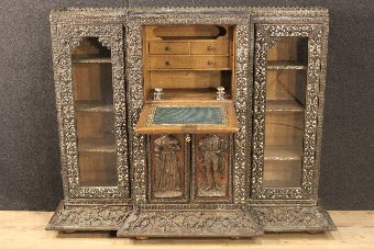 Antique Rare Dutch secretaire in metal of the early 20th century