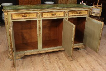 Antique Great Italian lacquered, gilded and painted sideboard of the 20th century 