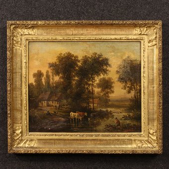 Antique Antique pair of French paintings of the 19th century