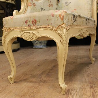 Antique Venetian love seat in lacquered wood