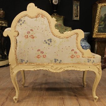 Antique Venetian love seat in lacquered wood