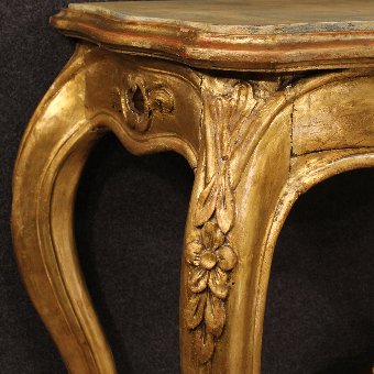 Antique French console table in gilded and lacquered wood