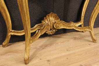 Antique French console table in gilded and lacquered wood