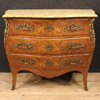Antique French inlaid dresser with marble top