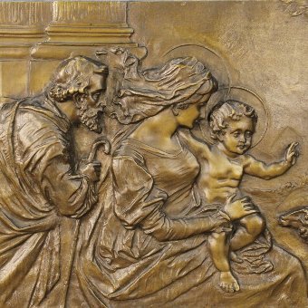 Antique Religious high-relief in bronze of the early 20th century