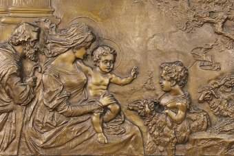 Antique Religious high-relief in bronze of the early 20th century