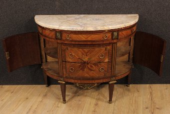 Antique French inlaid demi lune dresser of the early 20th century