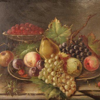 Antique French still life painting of the late 19th century