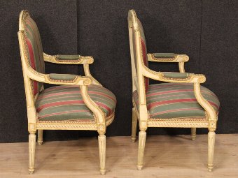 Antique Pair of Italian armchairs in Louis XVI style