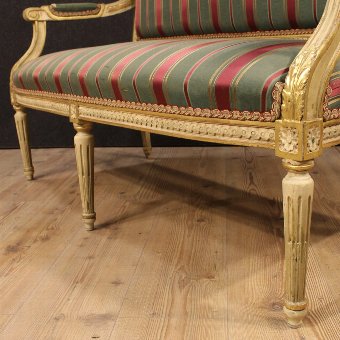 Antique Italian lacquered and gilded sofa in Louis XVI style