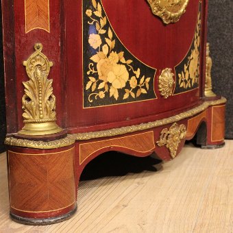Antique French inlaid corner cupboard with marble top