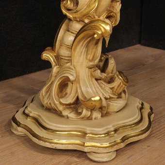 Antique Italian lacquered and gilded table with onyx top