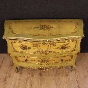 Antique Venetian dresser in lacquered, gilded and painted wood