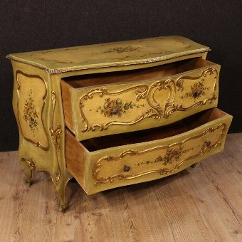 Antique Venetian dresser in lacquered, gilded and painted wood