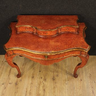 Antique Spanish lacquered and gilded writing desk