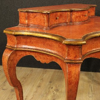Antique Spanish lacquered and gilded writing desk