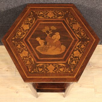 Antique Italian inlaid side table in Louis XVI style