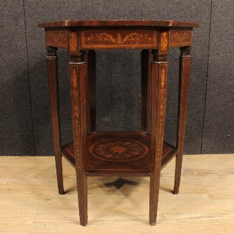 Antique Italian inlaid side table in Louis XVI style