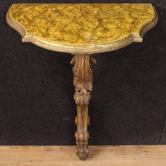 Antique Italian console table in lacquered and gilded wood