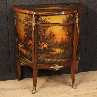 French demi lune sideboard decorated with bronzes
