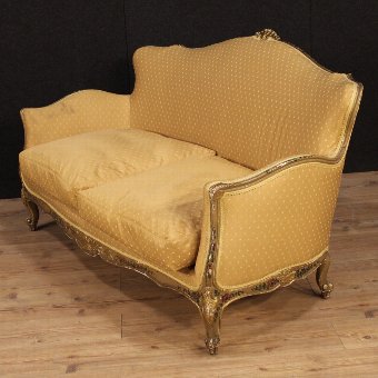 Antique Venetian sofa in lacquered, gilded and painted wood