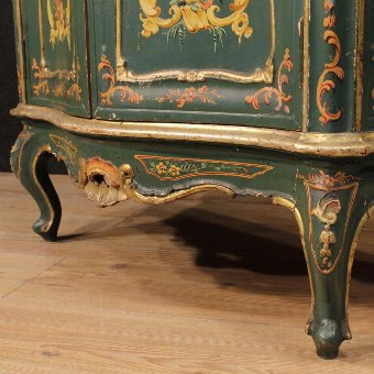 Antique Venetian lacquered and hand painted sideboard