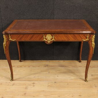 Antique French writing desk in rosewood with gilt bronzes